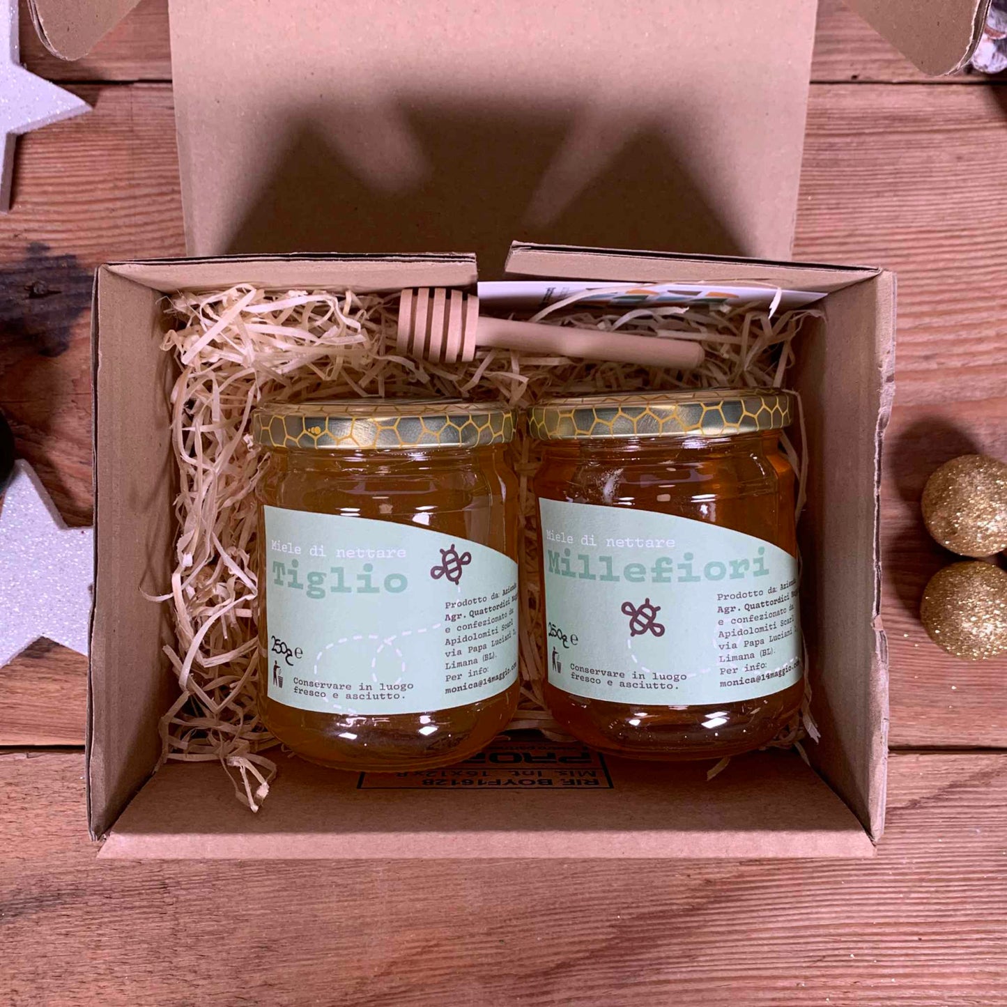 Confezione regalo Natale - 2 vasetti 250g Tiglio e Millefiori